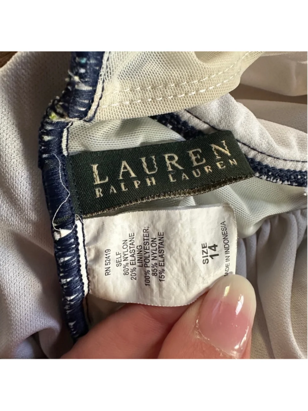 Women's Lauren Ralph Lauren Swimsuit Size 14 Blue Green Paisley Summer